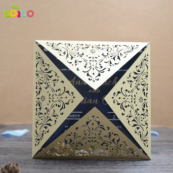 

Unique four folds printable traditonal wedding invitation cards alibaba wholesale supplier laser cut flower invitation cards