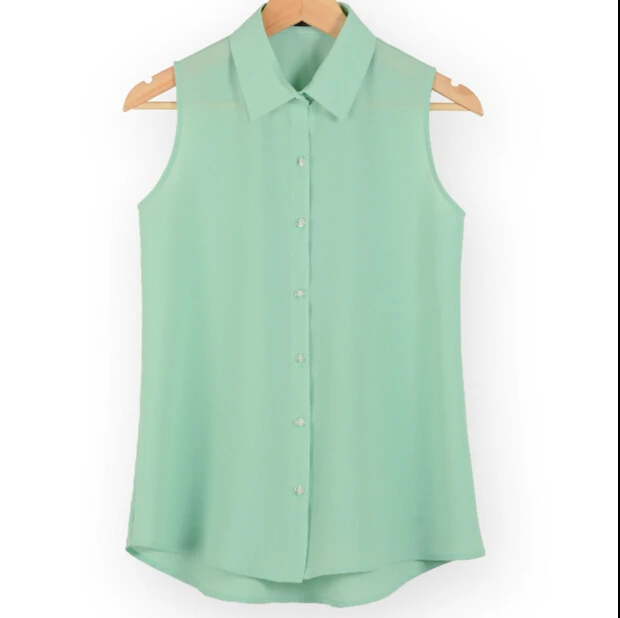 Nová módní práce nosí kancelářské bundy letní odbočky bez rukávů šifonové košile štíhlé košile barvy ženská vesta