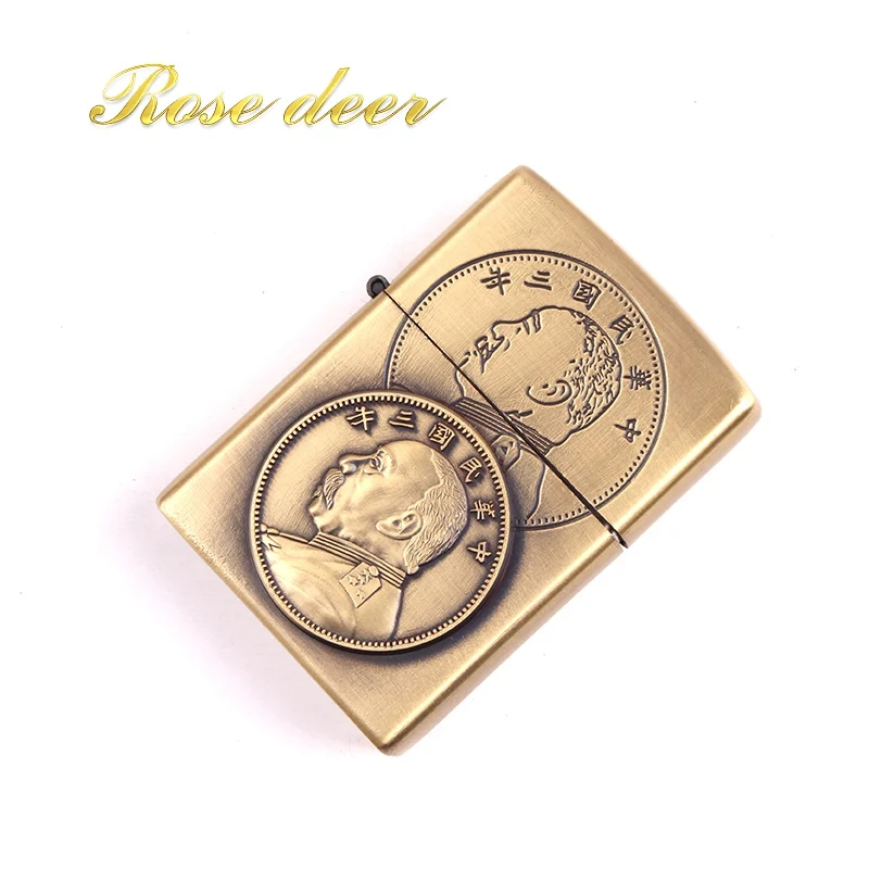 

Metal attached present hell detective Big head Yuan kerosene lighter Windproof Smoking konstantine Vintage Style oil Lighter