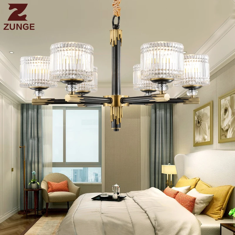 Modern LED luxury copper Chandelier Lights M787 in the Living Room large glass lighting fixtures lampadari lustre para sala | Лампы и