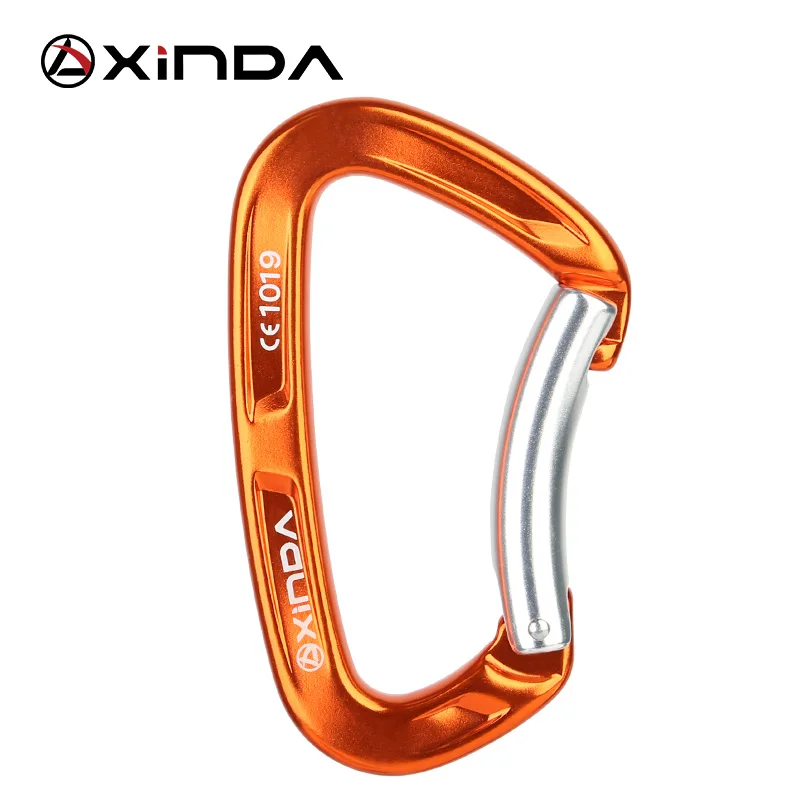 XINDA Высокое качество Профессиональный 25KN скалолазание Бент Quickdraw Пружинные ворота алюминиевый карабин наружное оборудование - Цвет: Orange