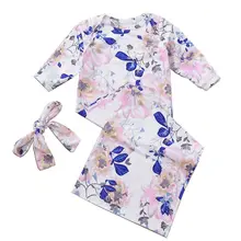 Детский спальный мешок+ повязка на голову, комплект одежды для Новорожденные девочки и мальчика, стильный спальный мешок с рукавом для фотосъемки