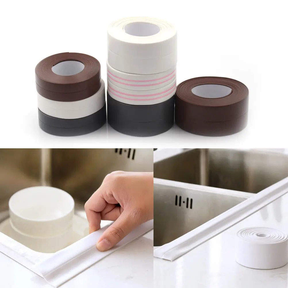 1 Roll Self Adhesive PVC Bath Wall Sealing Strip Kitchen Sink Basin