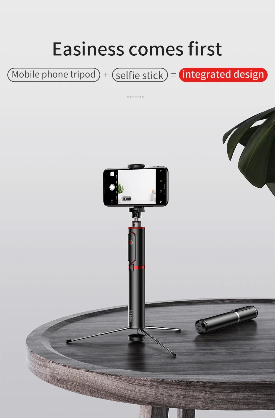 Baseus Bluetooth Selfie Stick Portable Camera Tripod for iPhone Samsung Huawei Android