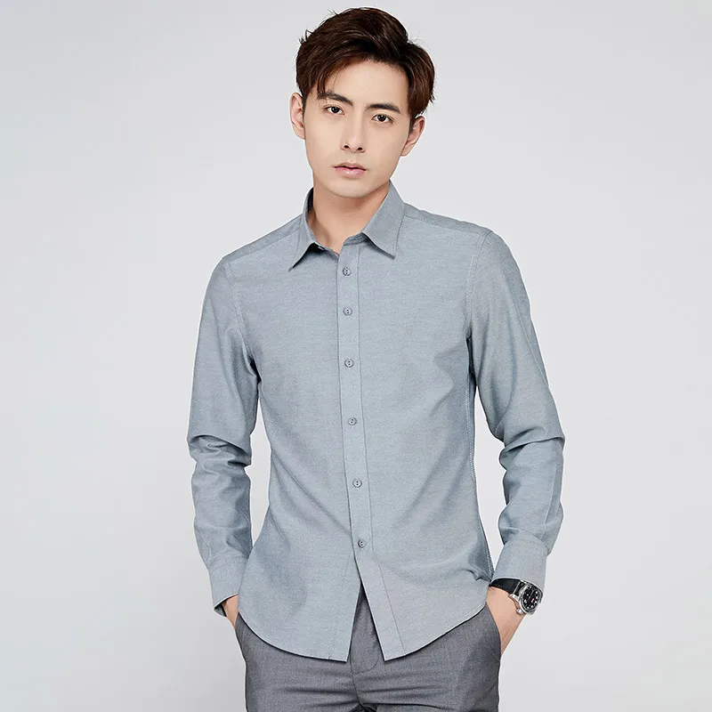 

Top Quality Fashion Simple Men Social Shirt Shirt Long Sleeve Cotton Solid Color Slim Fit Dress Shirt Men Business Clothes M-5XL