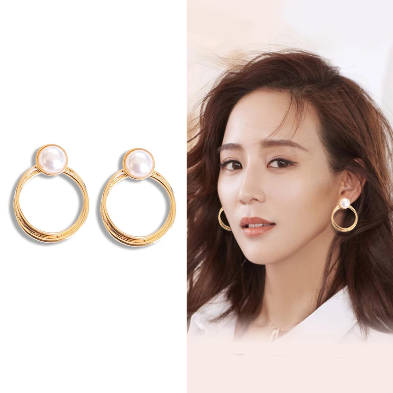 

Statement Geometric Clip Earrings No Pierced Hyperbole Circle Earrings Non Piercing Elegant Imitated Pearl Earring clip on Ear