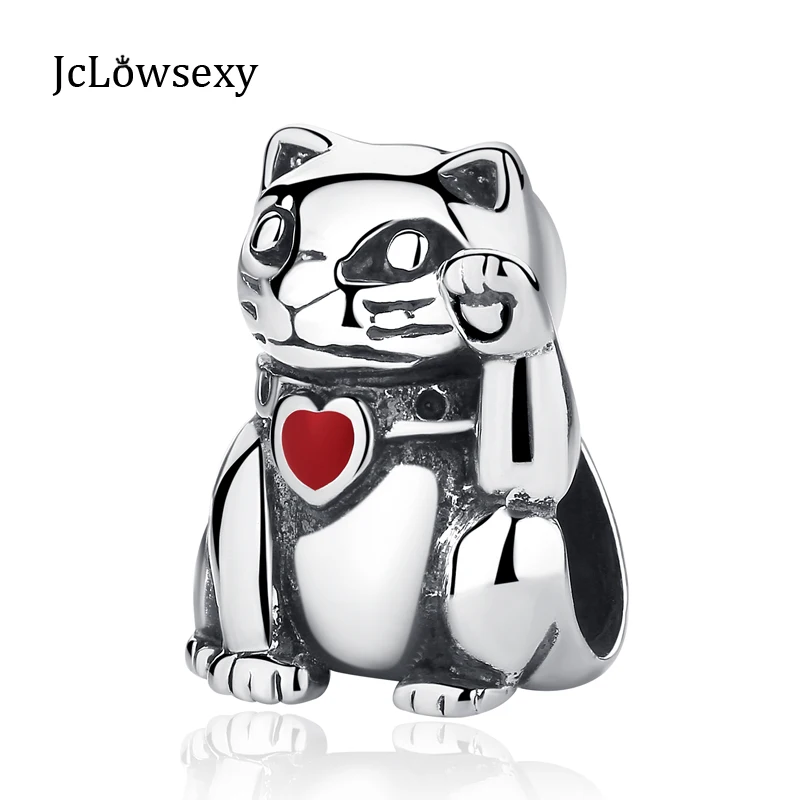 2017 Новый 100% Аутентичные стерлингового серебра 925 размахивая Lucky Cat серебро эмаль