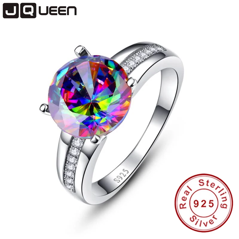 Goede Merk Sieraden 6.3Ct Opvallende Rainbow Fire Mystic Topaz Ring Voor Lady Verjaardagscadeau 925 Solid Sterling Zilver Maat 6 7 8 9