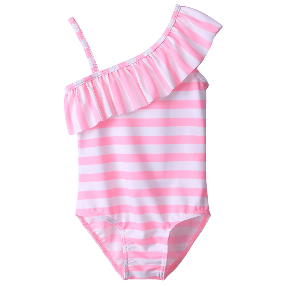 BAOHULU/купальный костюм для девочек, цельный розовый полосатый детский купальный костюм Falbala с защитой от УФ-лучей, купальный костюм для маленьких девочек, купальный костюм, пляжная одежда