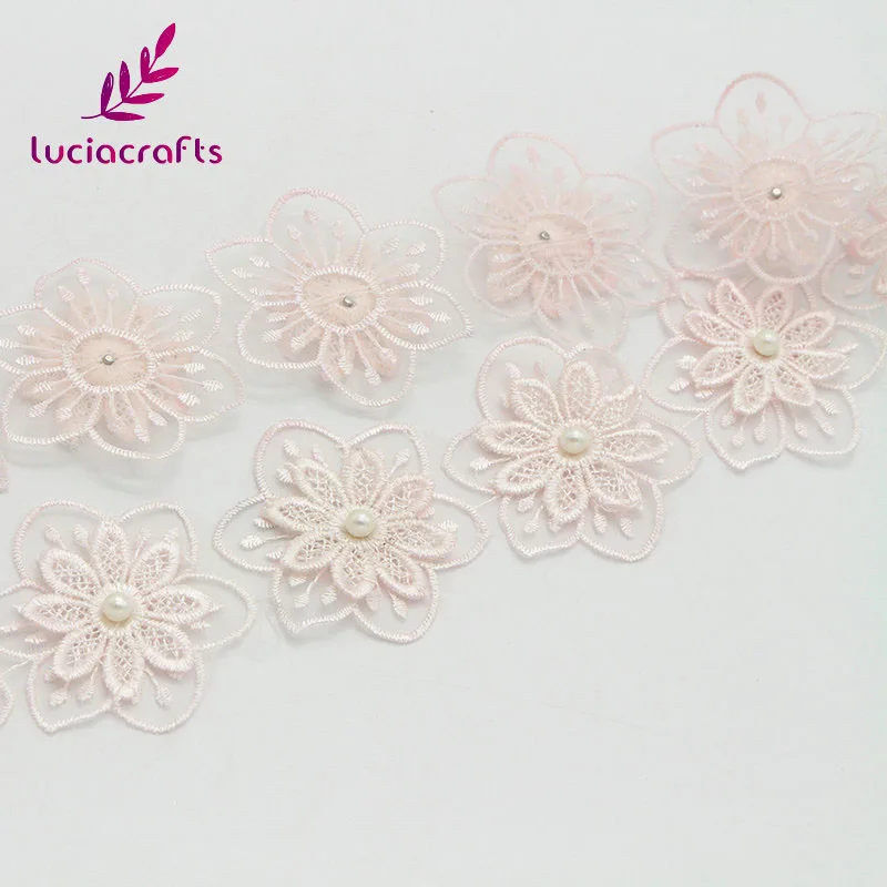 Lucia crafts, 1 год/партия, много вариантов, двойная вышивка, цветок с жемчугом, кружевные ленты, пошив одежды «сделай сам», аксессуары N0501