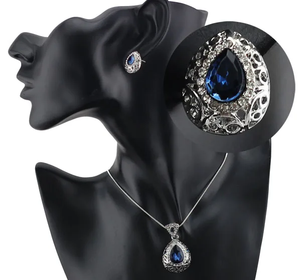 Австрийский Кристалл Королева полый водный кулон ожерелье серьги Модный Ювелирный Набор Прямая свадебные женские классические подарки