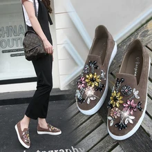 NEUE Heiße Herbst Loafer Espadrilles Frauen Schuhe 2017 Runde kappe Kristall Komfort Schuhe Frau Beleg Auf Frau Flache Schuhe schwarz/Khaki
