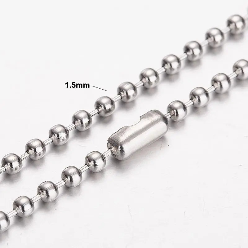 Custom Make 1.5MM Silver Tone Stainless Steel Ball Bead Link Chain