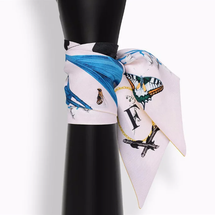 26 букв foulard femme soie de marque de Lux модный Арафат небольшой галстук сумка ленты несколько обертывания Маленький Длинный Шелковый сумка с шарфом