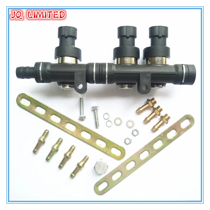 3Ohms 3 cylinder CNG LPG Injector Rail Super Silent high speed Common Injector Rail gas injector and accessories