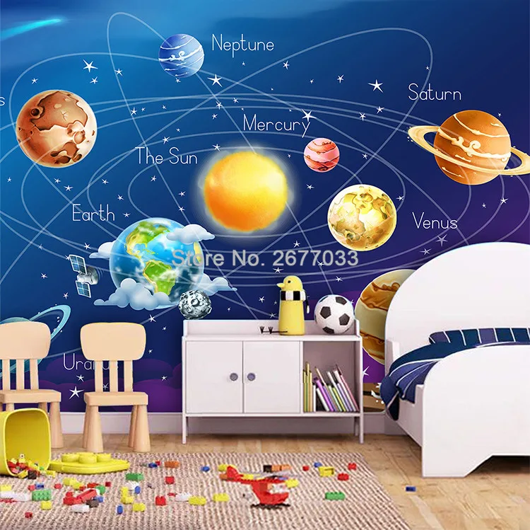 Настраиваемое настенное Бумага 3D стены ткань ручной росписью звездное небо мультфильм стены Бумага для детской комнаты Спальня Декор в