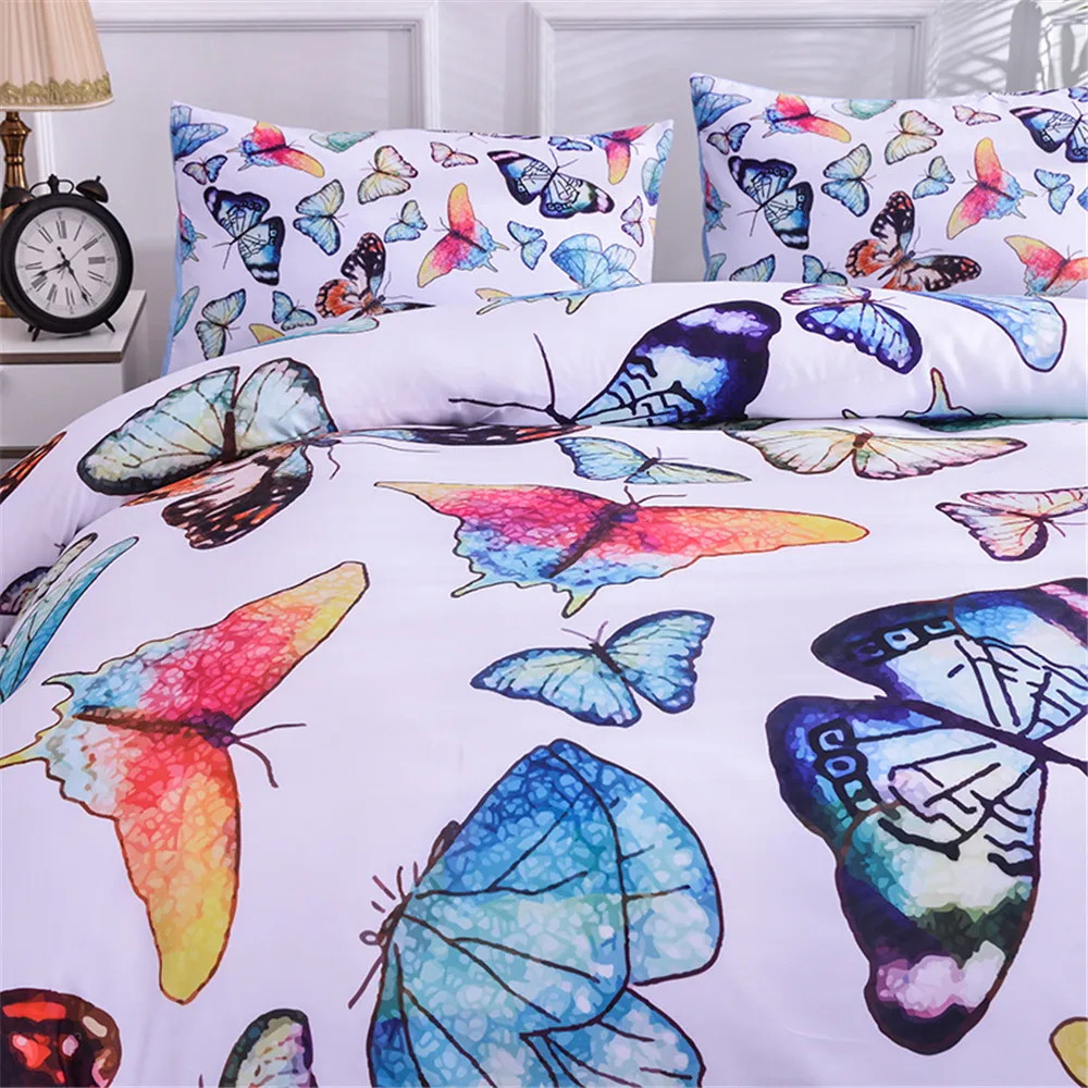 ZEIMON Комплект постельного белья 4 стиля бабочка Семейный комплект включает простыню пододеяльник наволочка девочка детская комната