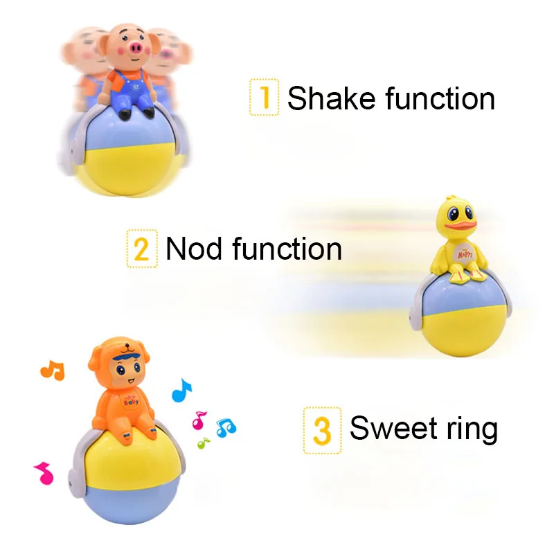 Tumbler Toys for Boys Girls Toddler Baby Cute Cartoon Music Bell Learning Education YJS Dropship