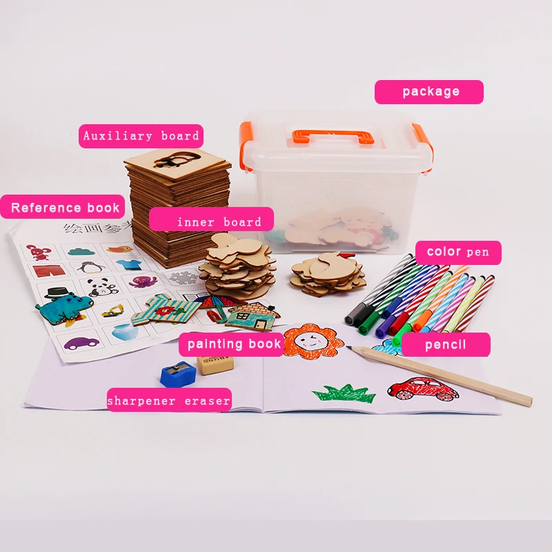  Wooden drawing toys set school paint tools Drawing toy board Paint Tools Educational Coloring Book Paint Learning Coloring