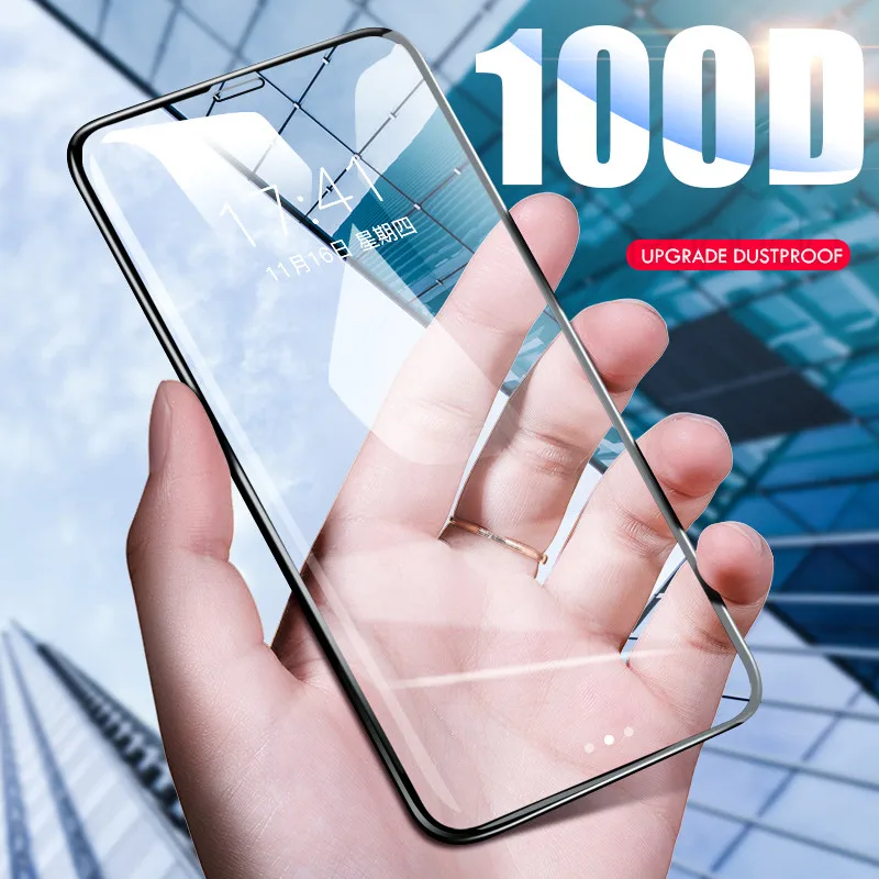 

100D Full Cover Screen Protector For iPhone 7 8 6 6S Plus XS Protective Glass For iPhone X XR XS 11 Pro Max Tempered Glass Film