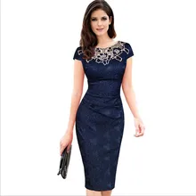 WIPU женское элегантное винтажное платье-карандаш из ткани Добби с вышивкой и рюшами для вечеринок 3320