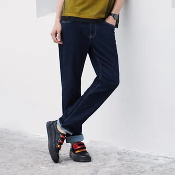 

Mark Fairwhale Streetwear Hip-pop Straight Sewing Edge Solid Mid Waist Full Length Jeans Men 718121011014