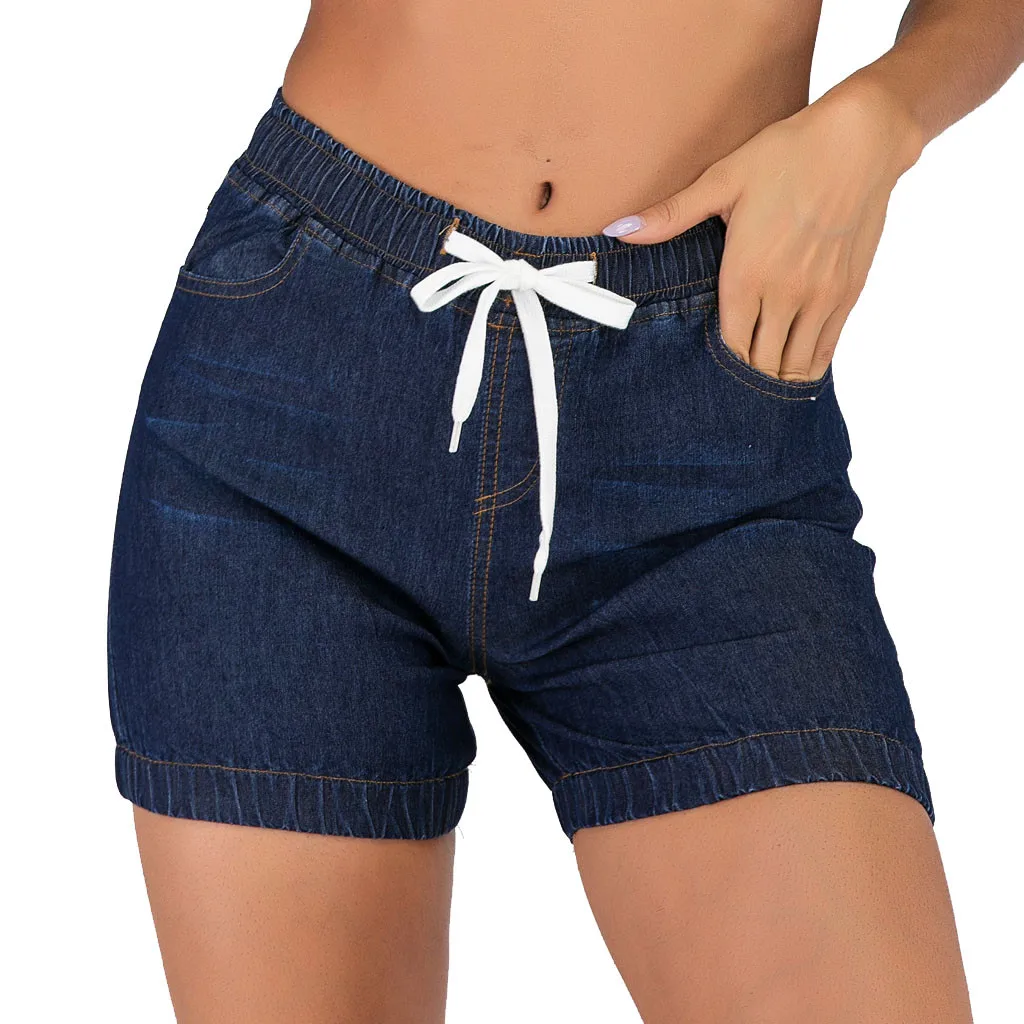 Женские шорты s, летние шорты для женщин размера плюс, женские праздничные Мини-шорты, Пляжная на кулиске, джинсовые шорты с эластичным поясом
