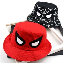 Детская Солнцезащитная шляпа с принтом Человека-паука для мальчиков и девочек, хлопковая детская двухсторонняя Весенняя Кепка с покрывалом, детские осенние шапки, аксессуары для малышей