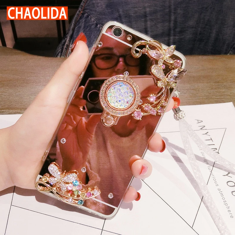 

CHAOLIDA Finger Holder Mobile Phone Case Cover for IPhone X 6 6s 7 8 PLUS Diamond Women Phone Case Funda Capa Drop Shipping