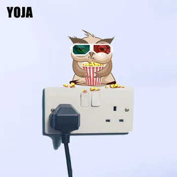 

YOJA Pretty Colored Owls That Eat Popcorn Decor Switch Wall Sticker Living Room Bedroom 10SS0205