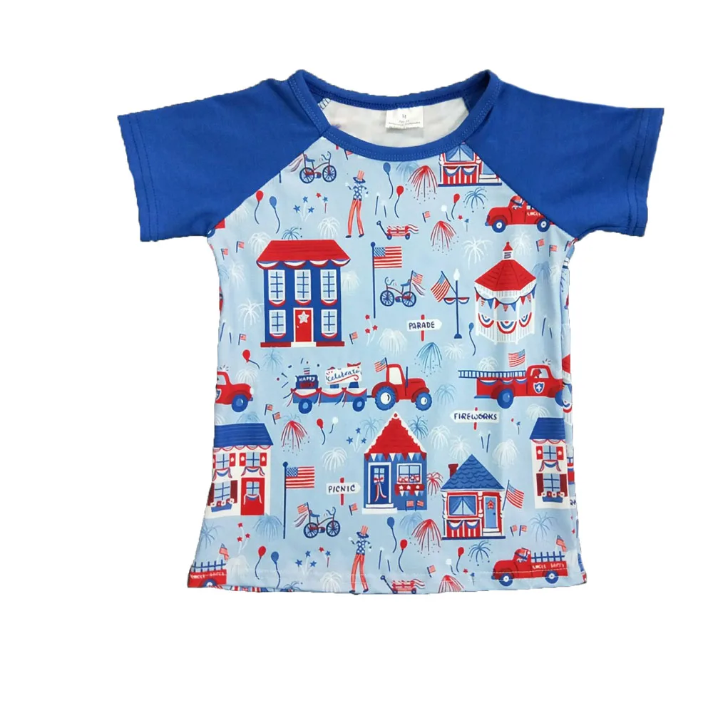 

Summer new boy short-sleeved T-shirt July 4 male baby cute clothing