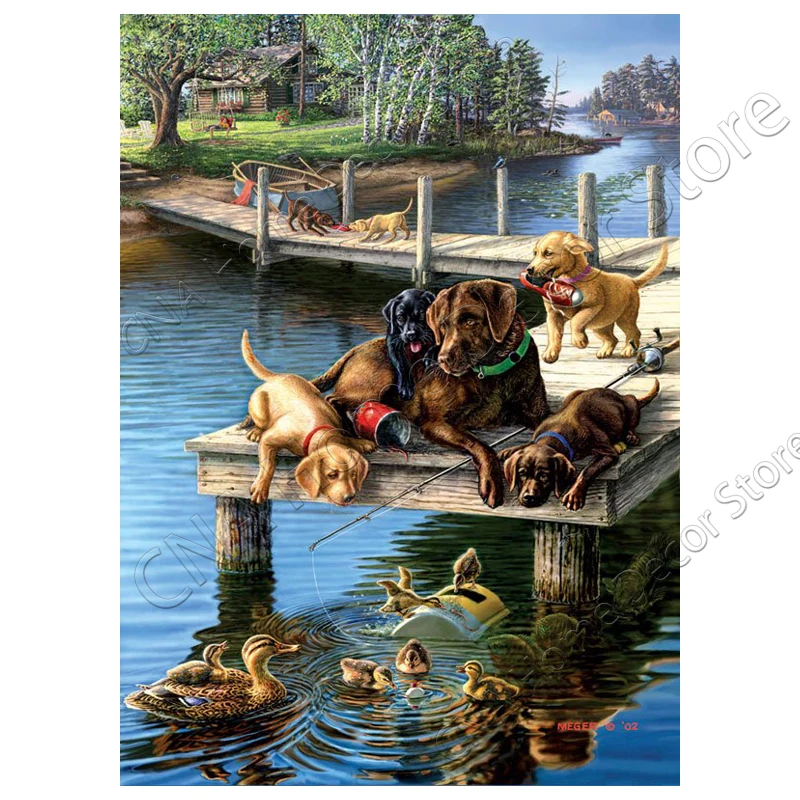

RA0543 DIY The duck and dog 5D diamond mosaic square home decor diamond embroidery diamond painting cross stitch crafts needlewo