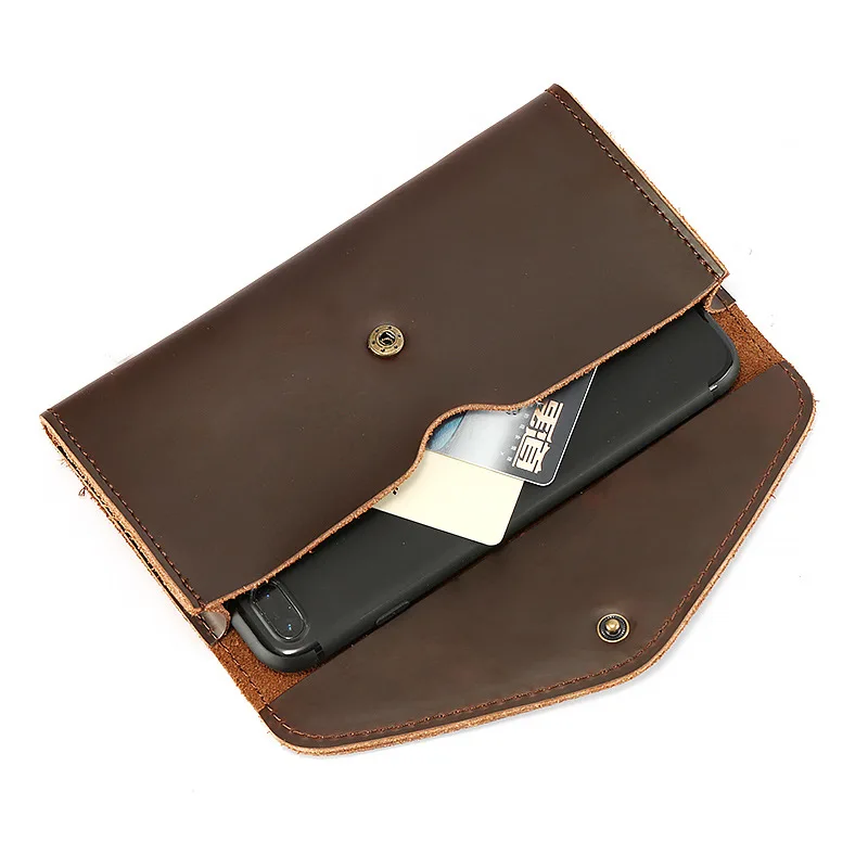 

Vintage Long Mens Wallets Cow Leather Hasp Men Wallet Luxury Designer Male Phone Purse Money Bag Brown Color