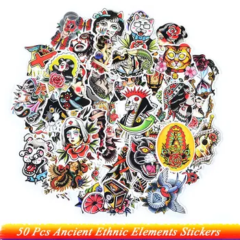

50Pcs Cute Ancient Ethnic Element Stickers indians Culture With School Teaching Waterproof Not Repeat for DIY Travel Laptop Gift