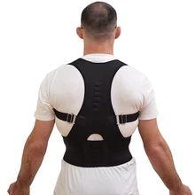 Adjustable Magnetic Posture Corrector Corset Back Support Brace Belt Orthopedic Vest Black White Corset Back Support