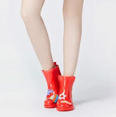 New Hot Women Fashion Graffiti PVC Ankle Rain Boots Flat Heels Non Slip Rainboots Waterproof Water Shoes Woman Wellies #TR199 Women's Shoes