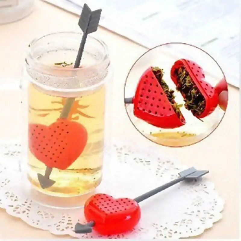 

1pcs Heart Shaped Tea Infuser Spoon Silicone Steeper Handle Shower Tea Strainer Spoon Making Device Bags