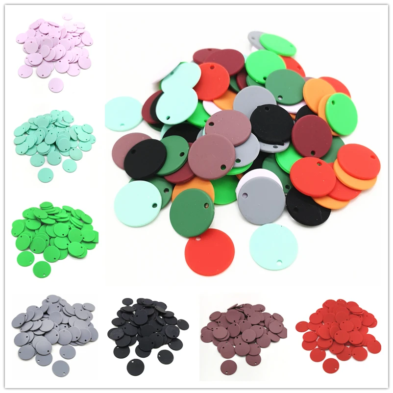 

50pcs 15mm DIY Matte Color Earrings Material Charms For Diy Jewelry Making Accessories Spray Rubber Paint Circular Piece