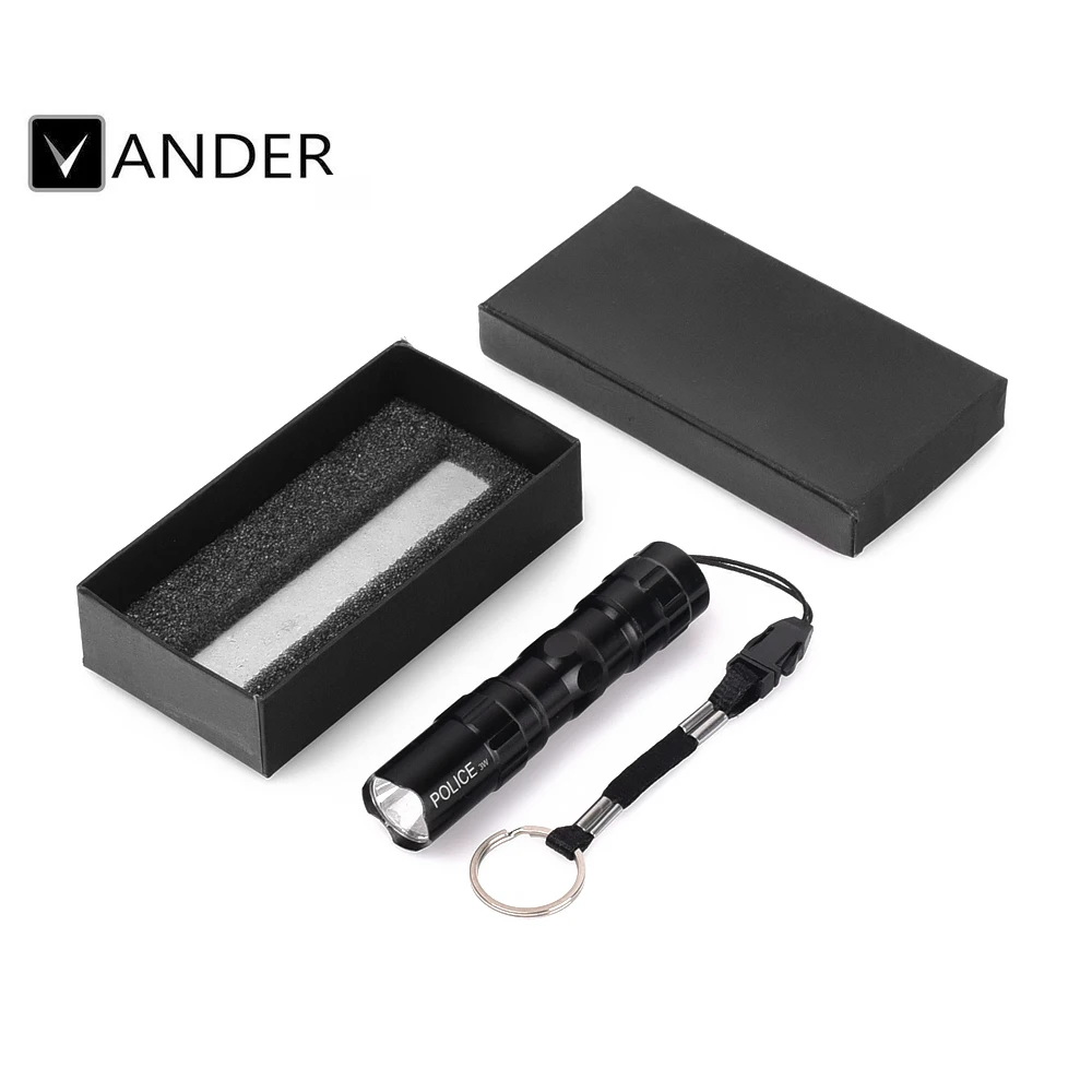 3W Waterproof Police LED Flashlight Mini Light Lamp Torch + Black