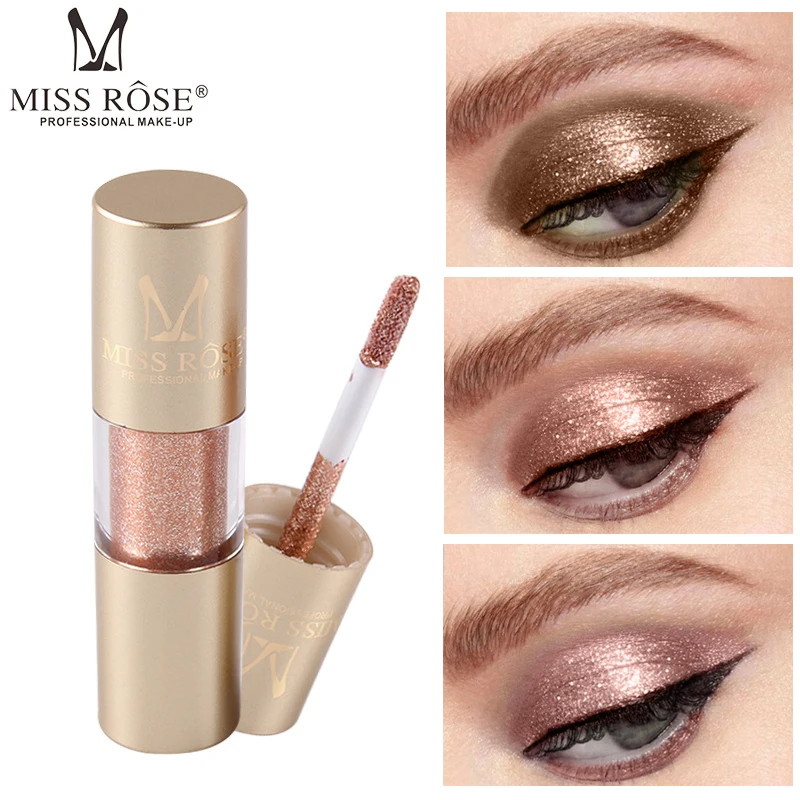 

Miss Rose New 2019 Eye Cosmetics Waterproof Shimmer Eyeshadow Pigments Black Pink Nude Glitter Liquid Eyes Shadow Makeup