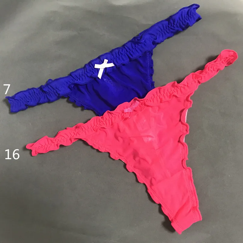 1PCS Ruffled Thong Sexy Underwear Women Thongs Lace Panties Transparent Gauze G String For Ladies T Back Mesh 1PCS Ruffled Thong Sexy Underwear Women Thongs Lace Panties Transparent Gauze G String For Ladies T Back Mesh