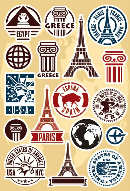 famous scenic spot vintage sticker for car trolley luggage travel