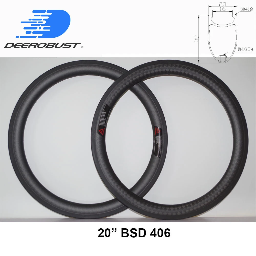 12 K матовая 265G SUPER LIGHT обод для BMX 20 дюймов 38 мм карбоновый клинчер велосипед колеса лежачие Обода велосипедные BSD 406 мм 24 28 отверстий