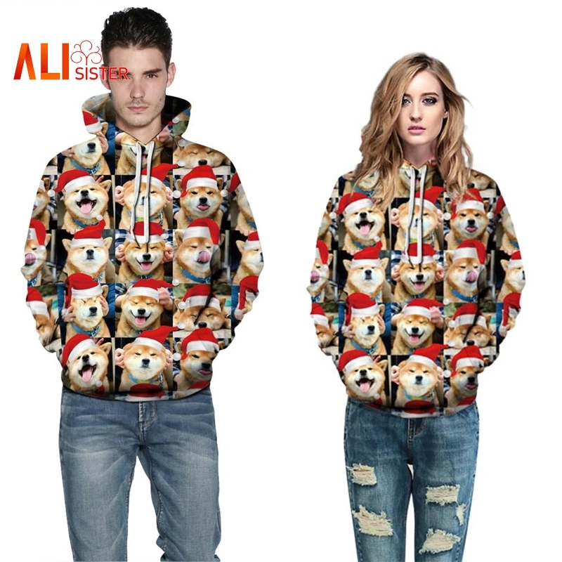  Men Women Christmas Hoodies 3d Sweatshirts Plus Size Animal Dogs Full Print Shiba Inu Hoodie Casual