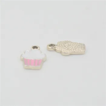 

40PCS Kc gold ice cream Enamel Alloy jewelry Headdress pendants for bracelet necklace DIY jewelry making js1249