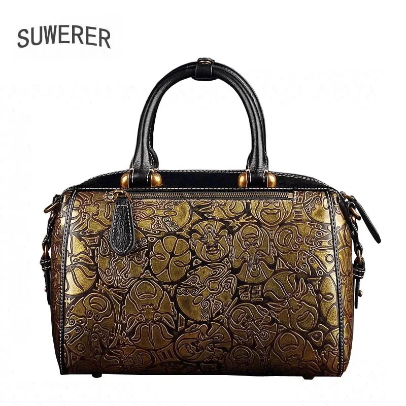 

Genuine Leather Women's handbags 2017 new Korean fashion wild fashion shoulder Messenger bag Boston package
