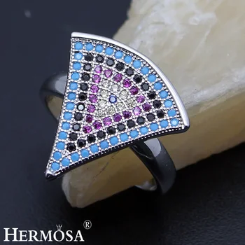 

HERMOSA jewelry New Retro Fashion hexagon 925 Sterling Silver Color Beautiful fashion Ring Size 7.5 ST73