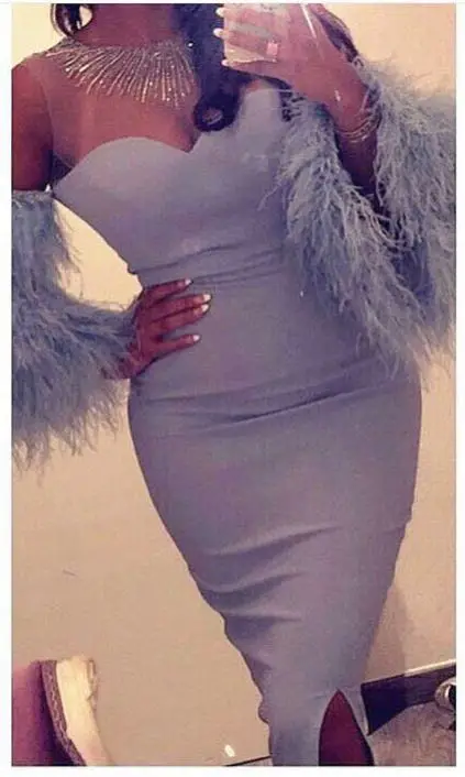 

Dubai Elegant Beads Long Sleeve Sheer Straight Prom Dresses 2019 Crystal Satin Side Split Custom Made Evening Dress