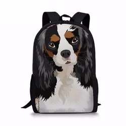 Индивидуальные девушки Повседневное небольшой рюкзак для школы сумки для подростков Кинг Чарльз собака спаниеля печать детский школьный