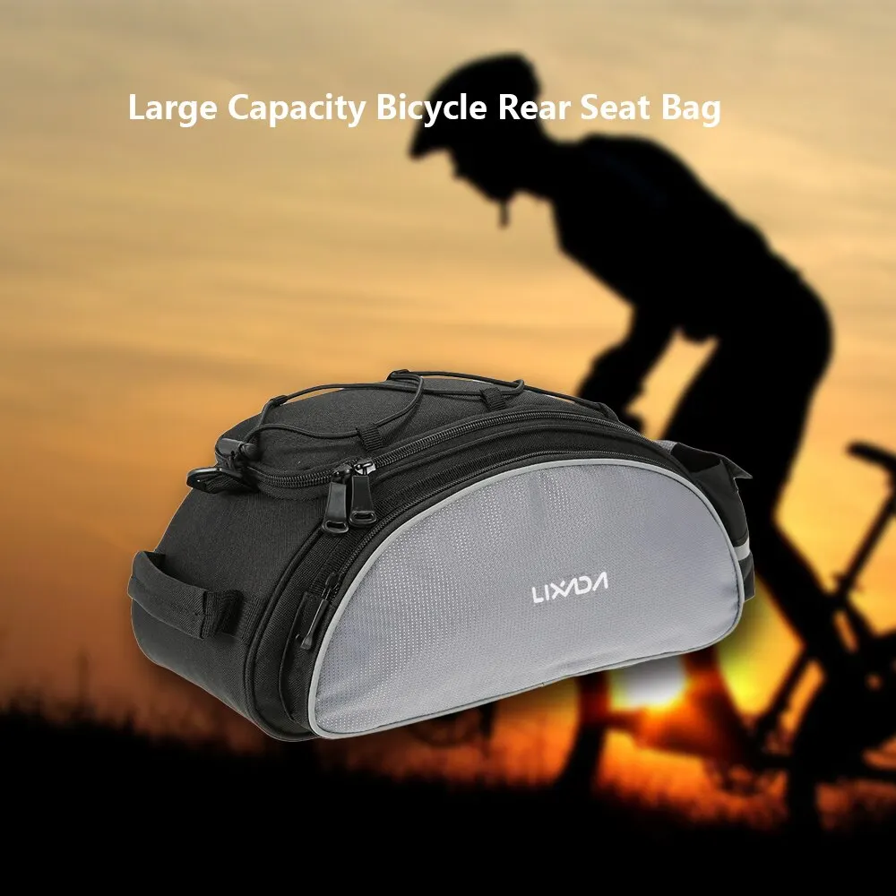 Top Lixada Rear Seat Bag For Bicycle Cycling Bags On Bike Backseat 13L Bicycle Bag Multifunctional Rack Pack Trunk For Bicycle 2